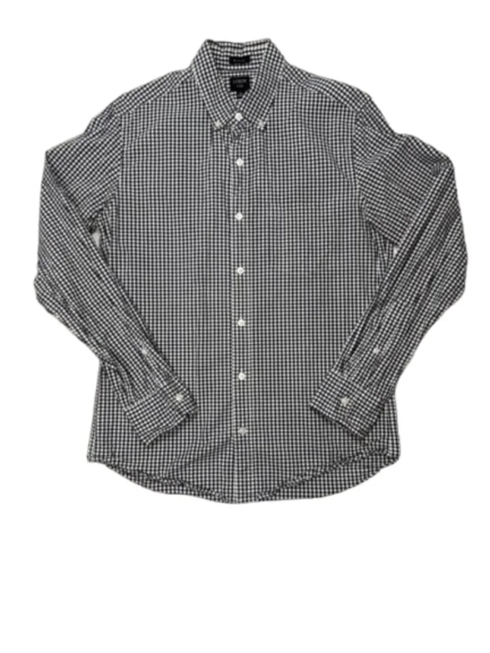 J. Crew Flex Slim Fit Navy Blue & White Gingham Button-Down Shirt Sz M #2521